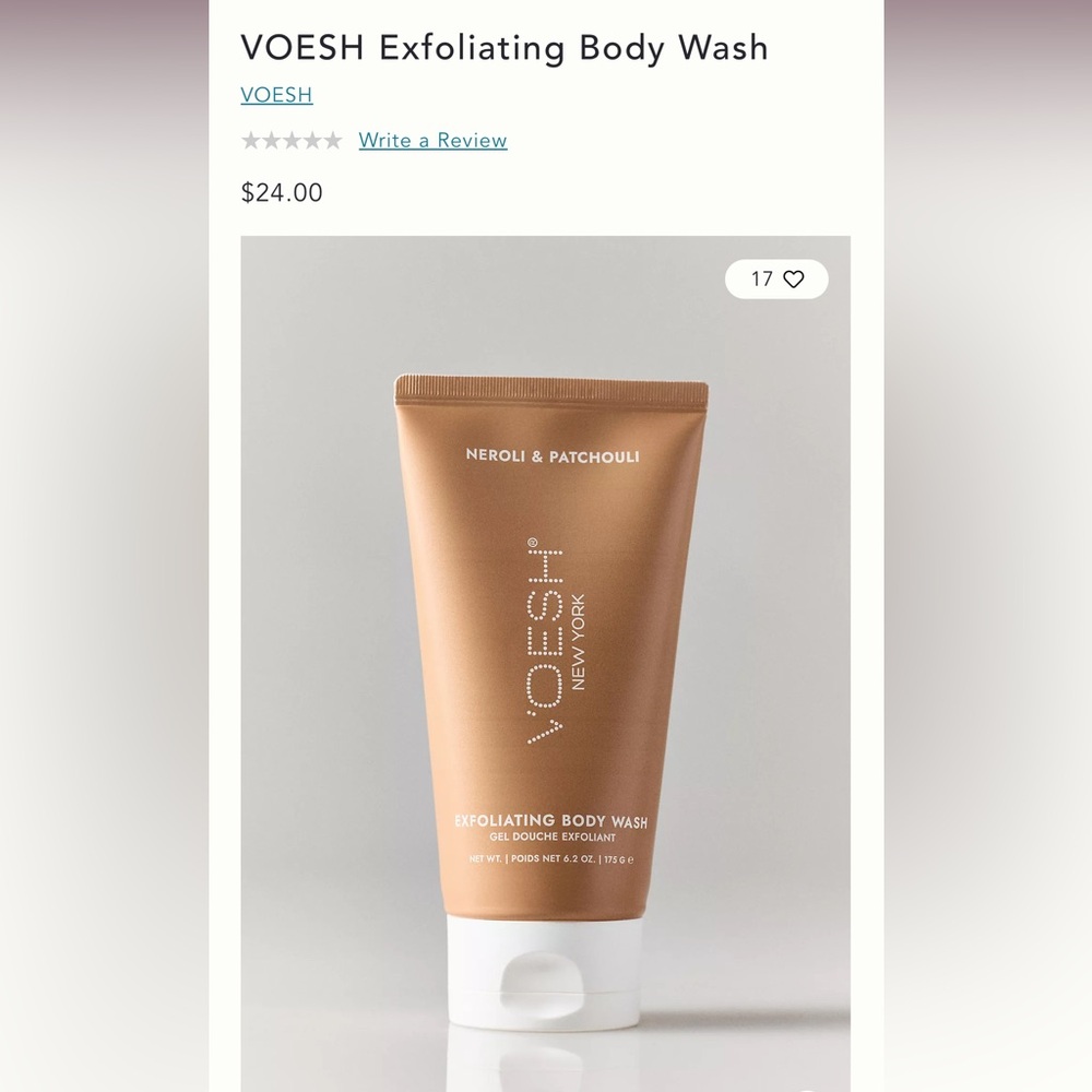 🆕 VOESH Exfoliating Body Wash. Anthropology. Sealed. NWT.